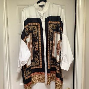 NWTS Gracia long Shirt  Black and White Tiger designs.  Size Large